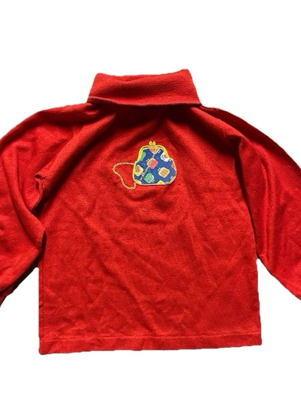 Vintage Healthtex Girls Red Turtleneck Shirt With Embroidered Purse Size 4T